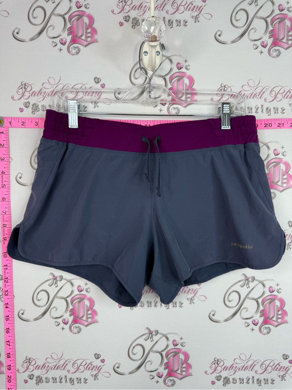 Patagonia Shorts Gray Athletic Shorts With Plum Waistband